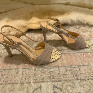 Sacha London Grey Suede and Snakeskin Slingback Heels